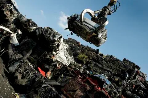 Scrap yard crane Stock Photos