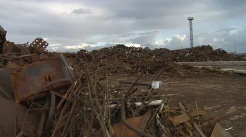 Scrap Yard Stock Footage 49697377