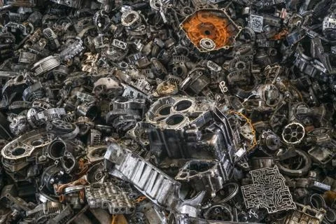 Scrap yard for recycle the engine and automotive parts. Stock Photos