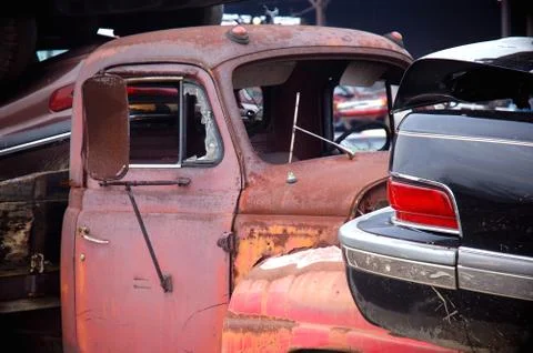 Scrap Yard Stacks Stock Photos