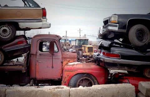 Scrap Yard Stacks Stock Photos