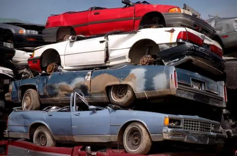 Scrap Yard Stacks Stock Photos