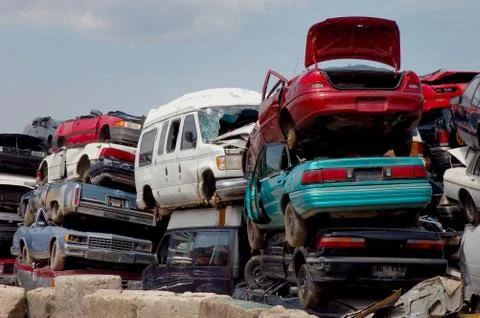Scrap Yard Stacks Stock Photos