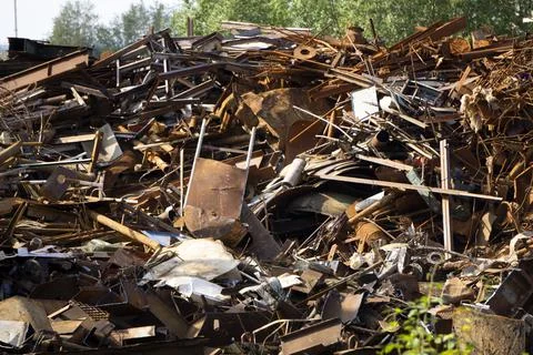 Scrap yard zinc valuable unloading transshipment storage . Stock Photos