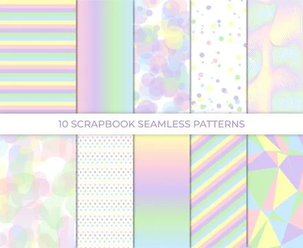 Scrapbook background. Seamless pattern. Cute paper for scrap design. Trendy.. Stock Illustration