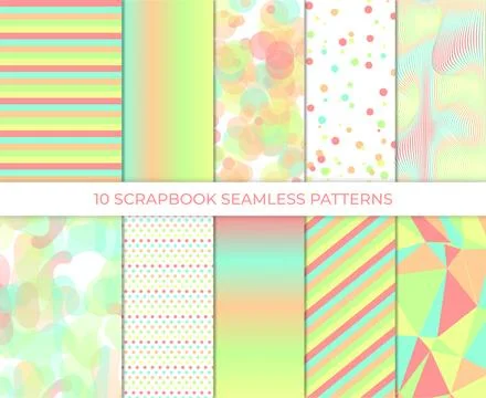 Scrapbook background. Seamless pattern. Cute paper for scrap design. Trendy.. Stock Illustration