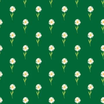 Scrapbook botanic seamless pattern with hand drawn white chrysanthemum orname Stock Illustration