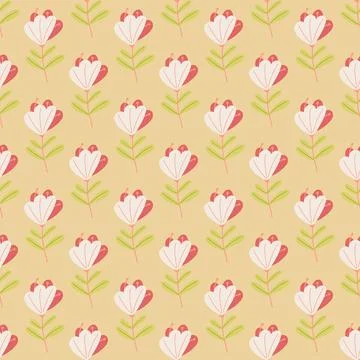 Scrapbook botanic seamless pattern with hand drawn scribble flowers print. Pa Stock Illustration