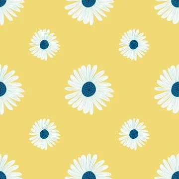 Scrapbook botanic seamless pattern with simple white daisy flowers ornament.  Stock Illustration