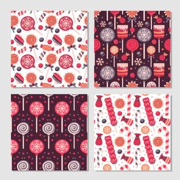 Scrapbook candy pattern. Set of sweet prints Stock Illustration