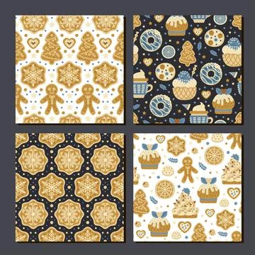 Scrapbook cookies pattern. Set of sweet prints Stock Illustration
