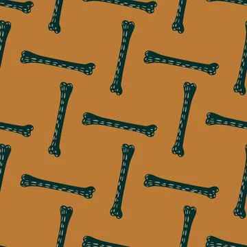 Scrapbook creative seamless pattern with cartoon dark grey bones silhouettes. Stock Illustration