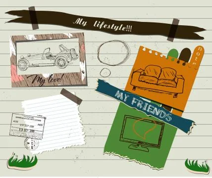 Scrapbook details set. Stock Illustration