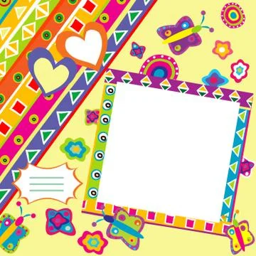 Scrapbook with doodle elements and place for your picture Illustrazione stock