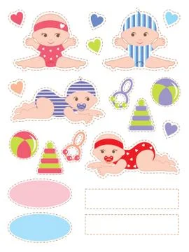 Scrapbook elements with baby Stock Illustration