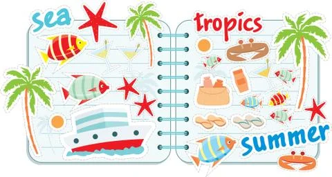 Scrapbook elements with tropics Stock Illustration