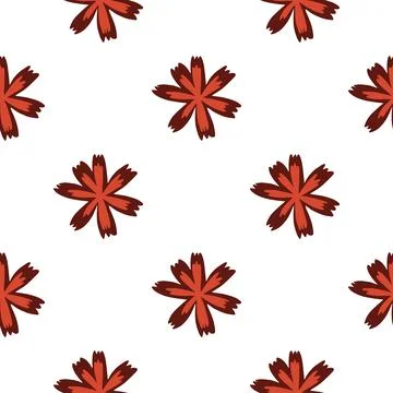 Scrapbook garden seamless isolated pattern with simple red flower elements. W 스톡 일러스트