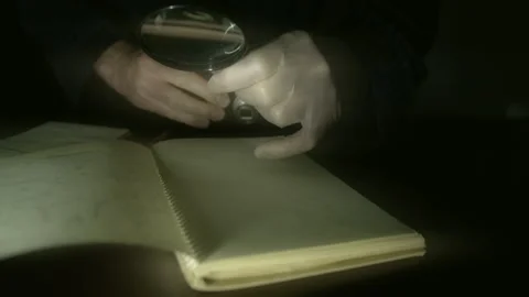 Scrapbook, Gloved Hand and One Flash (taking pictures) Video stock 252618486