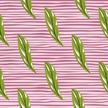 Scrapbook nature seamless pattern with bright green stylized leaf ornament. P Illustrazione stock