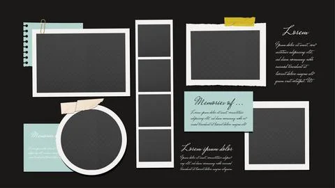 Scrapbook photo frame collage set layout. Vector illustration Stock Illustration