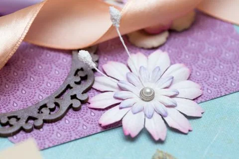 Scrapbook - process of creating a postcard Stock Photos