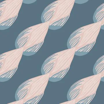 Scrapbook seamless doodle pattern with botany simple tulip bud shapes print.  스톡 일러스트