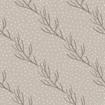 Scrapbook seamless pattern in autumn tones with simple branch shapes. Beige d Illustrazione stock