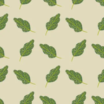 Scrapbook seamless pattern with botanic green oak leaf ornament. Pink light b Stock Illustration
