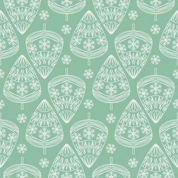 Scrapbook seamless pattern with christmas tree green cute cozy background for Stock Illustration