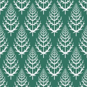 Scrapbook seamless pattern with christmas tree green cute cozy background Illustrazione stock