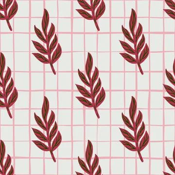Scrapbook seamless pattern with maroon colored leaves branches elements. Grey Illustrazione stock