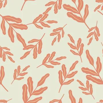 Scrapbook seamless pattern with orange colored leaves ornament. Light blue ba Stock Illustration