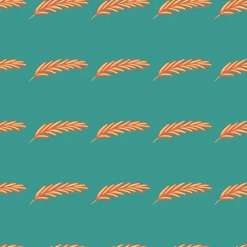 Scrapbook seamless pattern with orange feather silhouettes print. Turquoise b Illustrazione stock