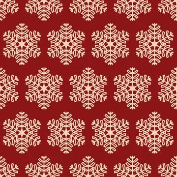 Scrapbook seamless pattern with white red snowflake cute cozy background Stock Illustration