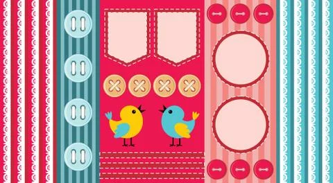 Scrapbook template with birds Stock Illustration
