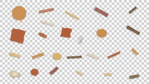 Scrapbooking elements and torn paper pieces. Brown adhesive tape strips and.. Stock Illustration