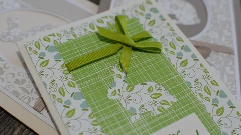 Scrapbooking greeting cards with a rabbit Stock-Footage 89727627