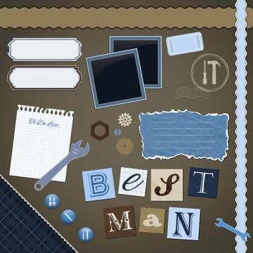 Scrapbooking set: best man Stock Illustration