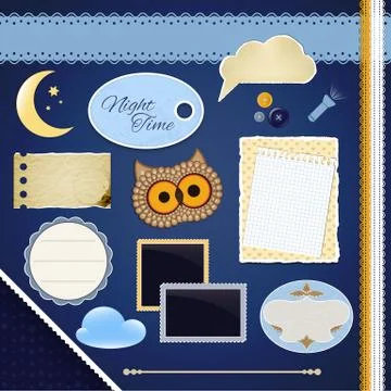Scrapbooking set: night time Stock Illustration