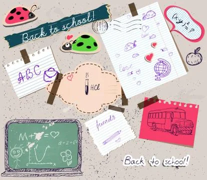 Scrapbooking set with school elements. 스톡 일러스트