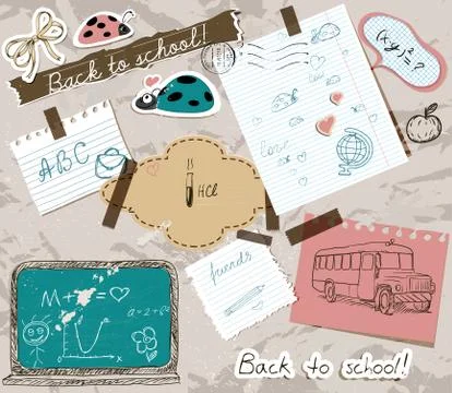Scrapbooking set with school elements. Stock Illustration