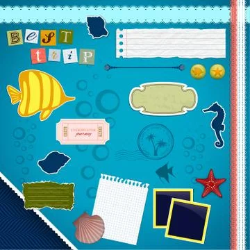 Scrapbooking set: underworld diary Stock Illustration