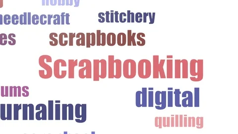 Scrapbooking Tag Cloud Animated Isolated On White Stock Footage 103098329