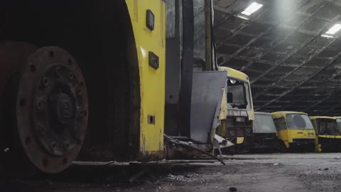 Scraped and Disassembled Buses at the Bus Park Junkyard Stock Footage 158059752
