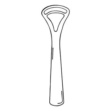 Scraper cleaning back of tongue with plastic handle. Dental product personal  Stock Illustration