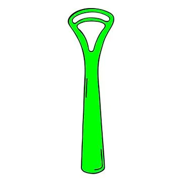Scraper cleaning back of tongue with plastic handle. Dental product personal  Stock Illustration