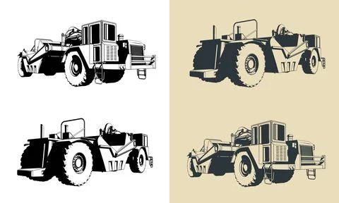 Scraper for heavy earthmoving and mining Stock Illustration