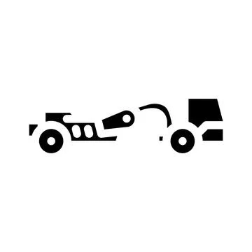Scraper machine construction vehicle glyph icon vector illustration Stock Illustration