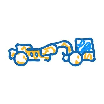 Scraper machine construction vehicle icon doodle illustration Stock Illustration