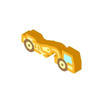Scraper machine construction vehicle isometric icon vector illustration Stock Illustration